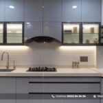 Tủ bếp Inox cánh kính - Hệ Module 3 lớp