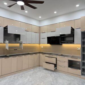 Tủ bếp inox cánh kính