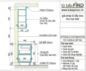Kich thước tiêu chuẩn tủ bếp