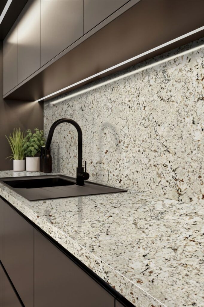 Nên chọn mặt bàn đá Granite hay Marble cho tủ bếp inox? Tủ bếp Inox Module, Tủ bếp Inox FIND đá Granite Khung thùng tủ bếp inox 304 nâng đỡ hoàn hảo mặt đá Granite chịu lực băm chặt cao.