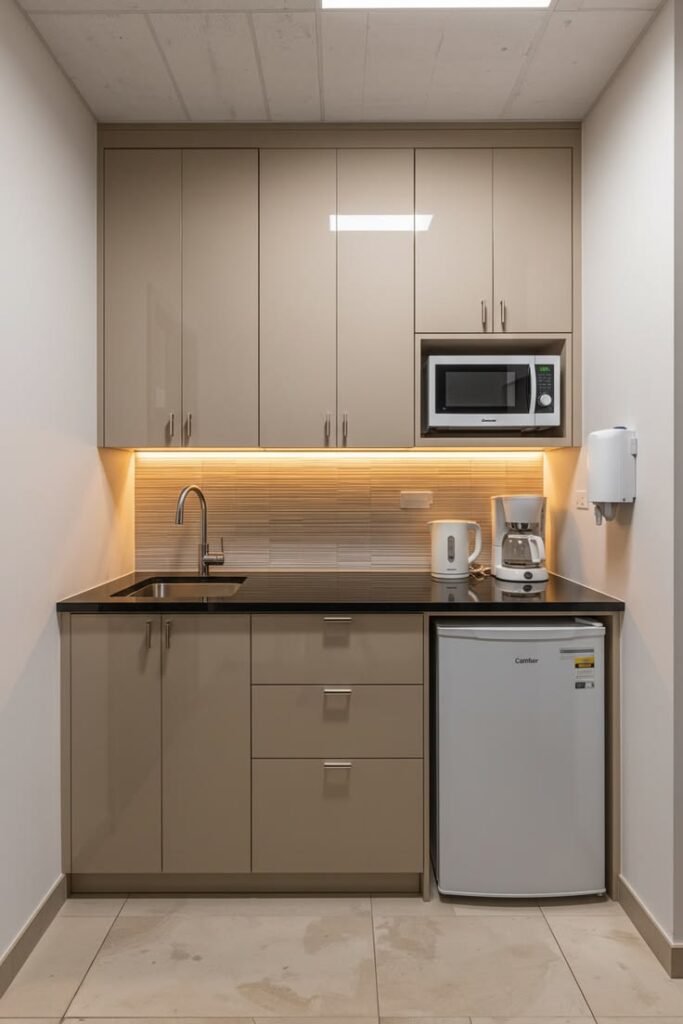 Hình ảnh thực tế một mẫu tủ bếp inox chữ I kịch trần 