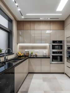 So sánh tủ bếp inox và tủ bếp gỗ công nghiệp: Đâu là kẻ chiến thắng? Cánh Acrylic bóng gương