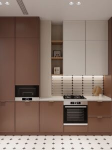 Căn bếp inox hiện đại với màu cam đất Terracotta đầy cảm hứng