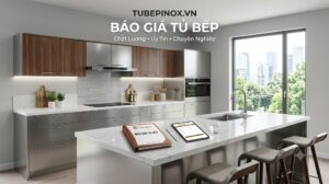 Bảng báo giá Tủ bếp Inox Hệ liền khối - Hàn chấn Inox mờ 2026 báo giá tủ bếp inox