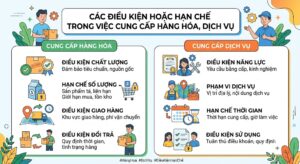 CÁC ĐIỀU KIỆN HOẶC HẠN CHẾ TRONG VIỆC CUNG CẤP HÀNG HÓA, DỊCH VỤ QUYỀN VÀ NGHĨA VỤ CỦA CÁC BÊN