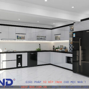 Alternative view of Tủ bếp Inox cánh Acrylic An cường- Hệ liền khối hàn chấn Sơn tĩnh điện