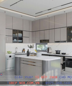 Alternative view of Tủ bếp Inox cánh Acrylic An cường - Hệ module 3 lớp vân caro