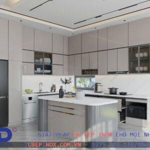 Alternative view of Tủ bếp Inox cánh Acrylic An cường - Hệ module 3 lớp vân caro
