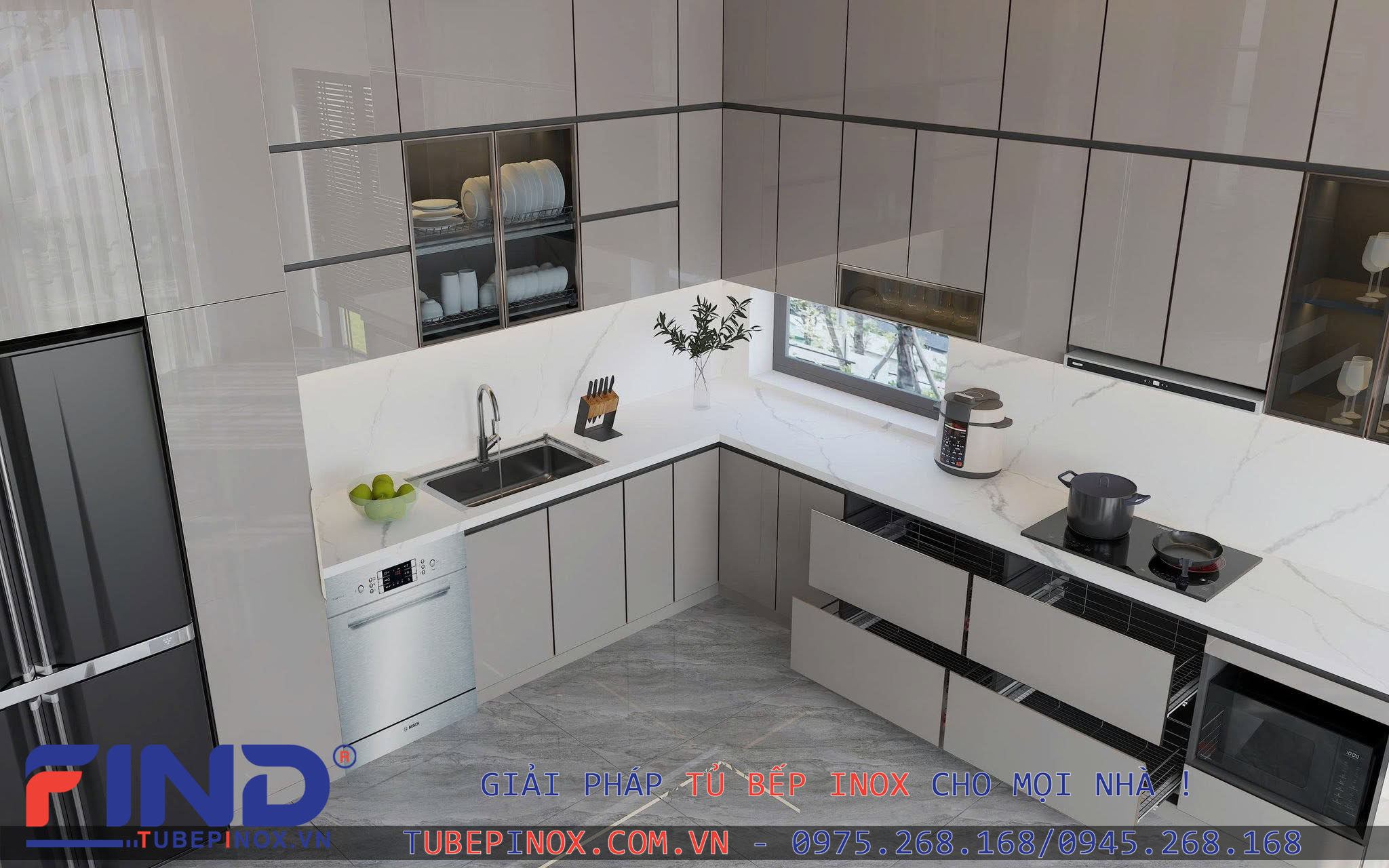 Tủ bếp Inox cánh Acrylic An cường - Hệ module 3 lớp vân caro Tủ bếp Inox Module, Tủ bếp Inox FIND Tủ bếp inox cánh Acrylic An Cường,tủ bếp inox,tủ bếp inox cánh acrylic,giá tủ bếp inox,Tủ bếp inox module 3 lớp Tủ bếp Inox cánh Acrylic An cường - Hệ module 3 lớp vân caro - Ảnh 4