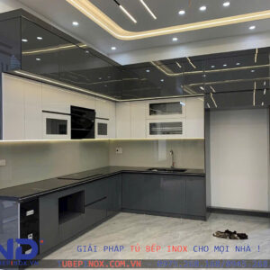 Alternative view of Tủ bếp Inox cánh Acrylic An cường- Hệ liền khối hàn chấn Inox mờ 2B