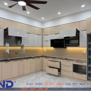 Alternative view of Tủ bếp Inox cánh Acrylic - Hệ liền khối hàn chấn sơn tĩnh điện