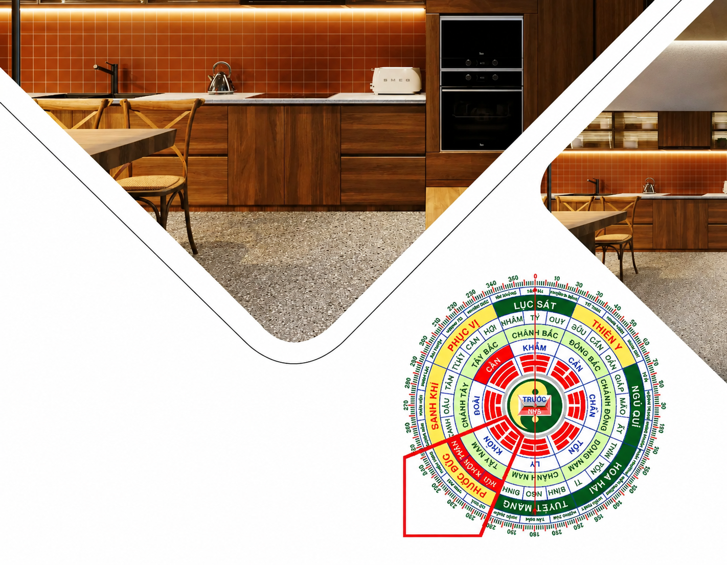 Cách hòa giải hướng bếp xấu bằng việc bố trí tủ bếp inox thông minh.