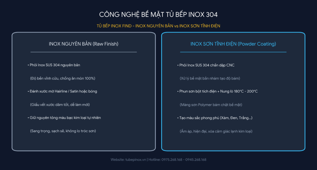 So sánh tủ bếp inox sơn tĩnh điện và tủ bếp inox nguyên bản. Tủ bếp Inox Module, Tủ bếp Inox FIND So sánh tủ bếp inox sơn tĩnh điện và tủ bếp inox nguyên bản.