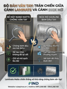 độ bám vân tay: trận chiến gữa cánh Laminate và cánh inox mờ.