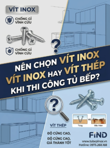 Nên chọn vít inox hay vít thép khi thi công tủ bếp.