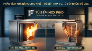 Phân tích khả năng chịu nhiệt của tủ bếp inox so với tủ bếp nhôm tổ ong.